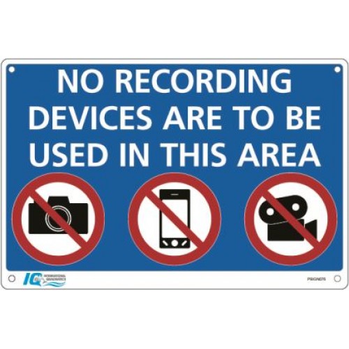 No Recording Devices Prohibition Sign